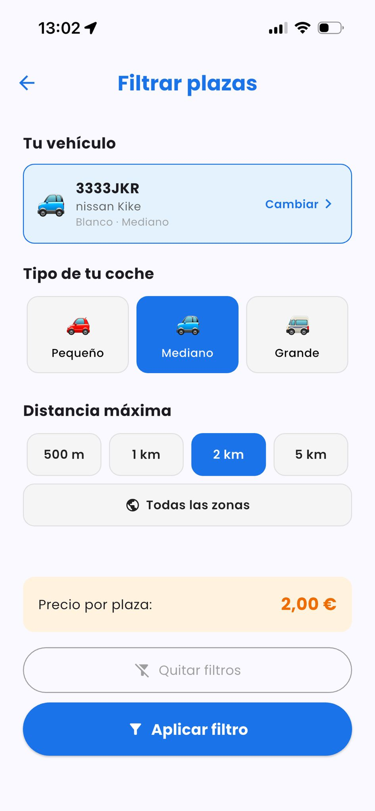 Filtrar plazas