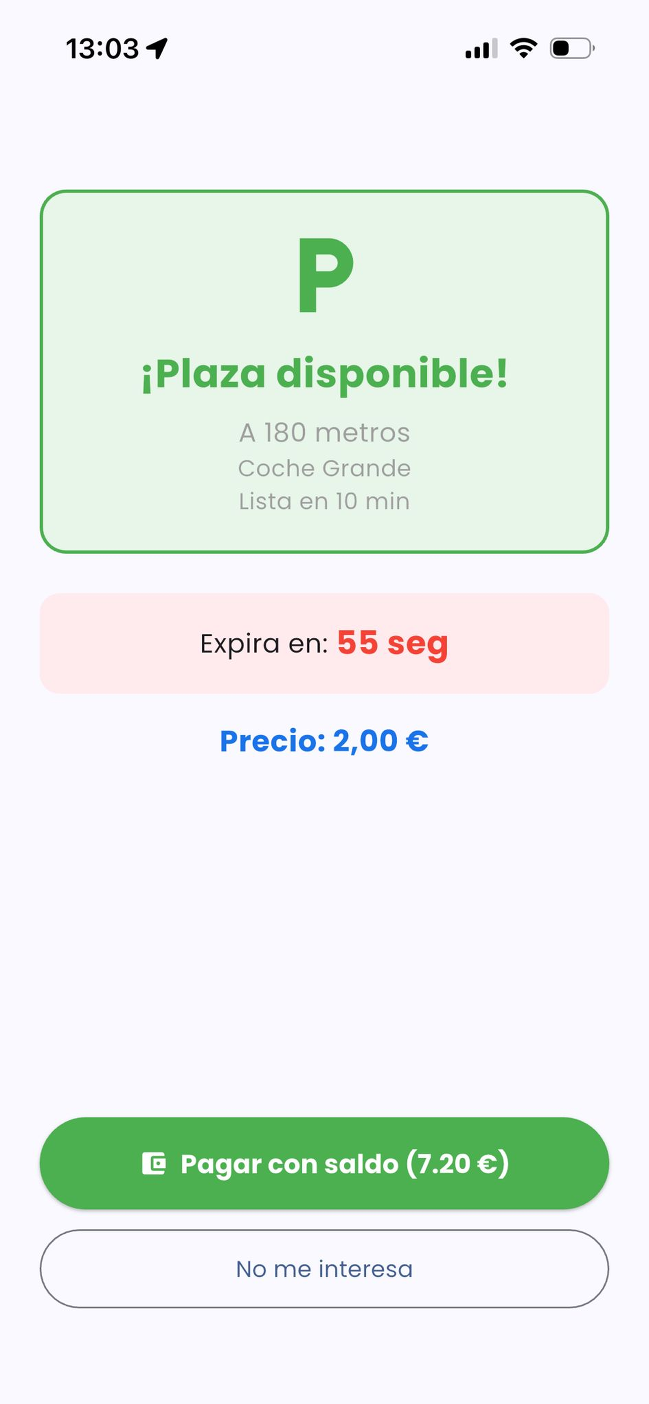 ParkMatch — Plaza disponible